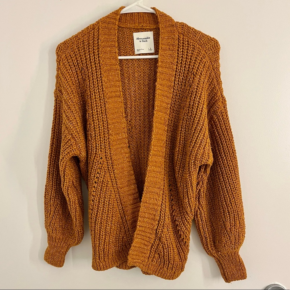 A&F Orange Knit Cardigan